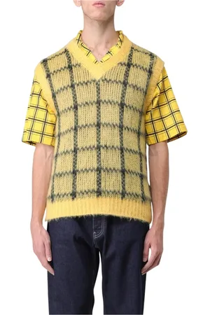 Marni Truien, Heren, Geel, L, Geruite Mohair Blend Vest