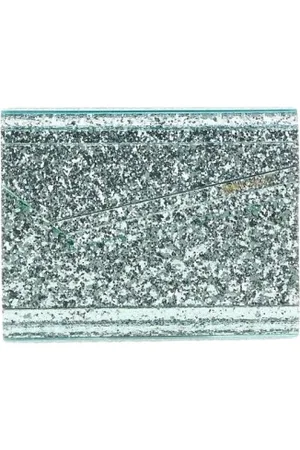Jimmy Choo Tassen, Dames, Groen, ONE Size, Groene Glitter Avond Clutch Tas