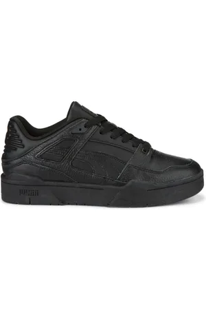 PUMA Schoenen, Heren, Zwart, 46 EU, Leer, Leren Slipstream Zwarte Heren Sneakers