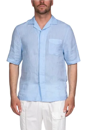 Paolo Pecora Overhemden, Heren, Blauw, M, Blauw/lila herenoverhemd