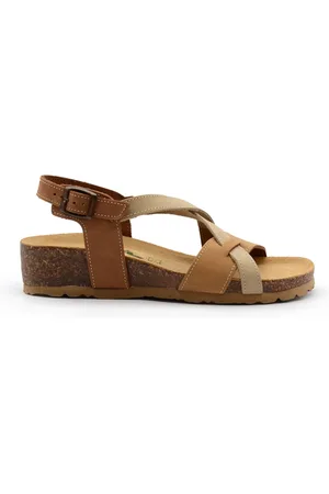 BioNatura Schoenen, Dames, Bruin, 41 EU, Grijze Duif Wig Sandalen