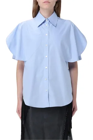 Stella McCartney Blouses & Shirts, Dames, Blauw, S, Katoen, Blauwe Angel Sleeve Shirt