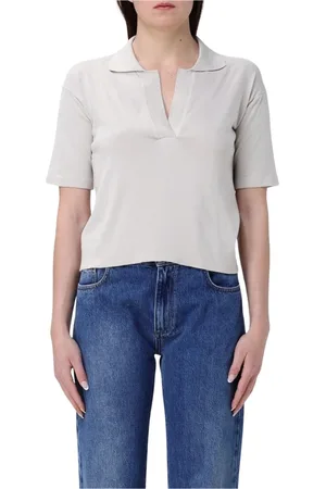 K-Way Tops, Dames, Wit, S, Beige Klassieke Polo Shirt voor Vrouwen