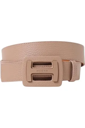 Hogan Accessoires, Dames, Roze, 85 CM, Leer, Bruin Leren Riem Gesp Vrouw