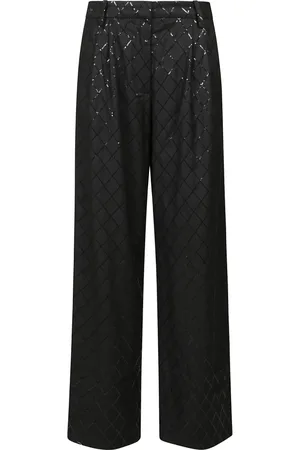 ROTATE Broeken, Dames, Zwart, S, Pailletten, Zwarte wijde broek met pailletten