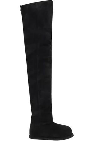 Amina Muaddi Schoenen, Dames, Zwart, 37 EU, Suède, Elegante Suède Hoge Laarzen Ronde Neus