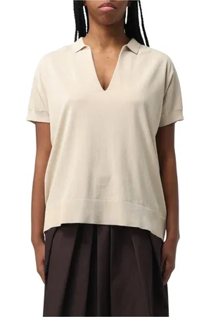 Aspesi Truien, Dames, , S, Katoen, Korte Mouw Gebreide Polo Sweater