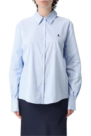 Patrizia Pepe Blouses & Shirts, Dames, Blauw, S, Katoen, Blauw Gestreept Katoenen Overhemd