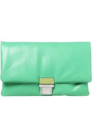 Msgm Tassen, Dames, Groen, ONE Size, Leer, Groene Foldover Clutch Tas