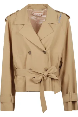 Marni Mantels, Dames, Bruin, S, Wol, Beige dubbelrijige wollen trenchcoat
