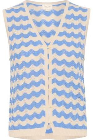 Part Two Jassen, Dames, Blauw, XL, Wit/Marina Pointelle Gebreide Trui