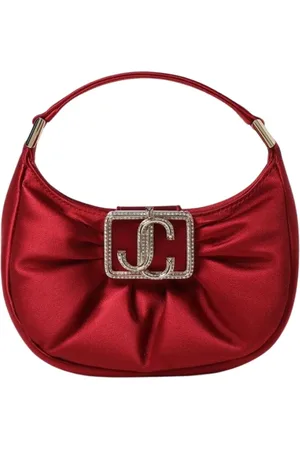 Jimmy Choo Tassen, Dames, Rood, ONE Size, Satijn, Rode Satijnen Clutch Tas