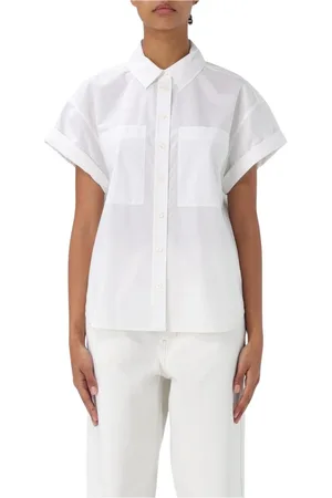 Frame Blouses & Shirts, Dames, Wit, S, Katoen, Witte Poplin Overhemd voor Vrouwen