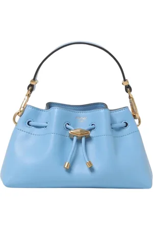 Jimmy Choo Tassen, Dames, Blauw, ONE Size, Leer, Blauwe Mini Bucket Tas