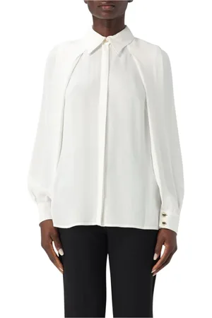 Elisabetta Franchi Blouses & Shirts, Dames, , S, Ivoor Zijden Blouse Lange Mouwen