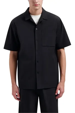 OLAF HUSSEIN Overhemden, Heren, Zwart, L, Nylon, Nylon Korte Mouw Shirt