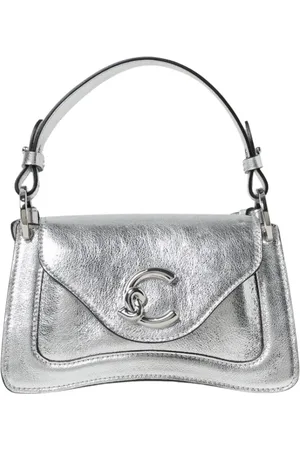 Coccinelle Tassen, Dames, Grijs, ONE Size, Leer, Zwarte Metallic Leren Handtas