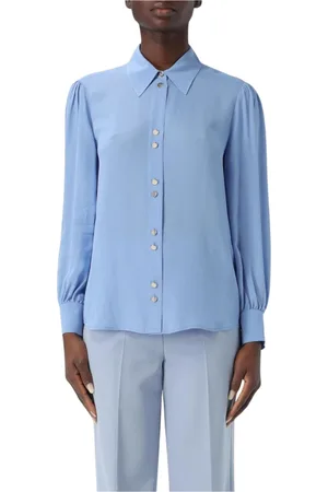 Liu Jo Blouses & Shirts, Dames, Blauw, XS, Zwarte Zijden Blouse Lange Mouwen