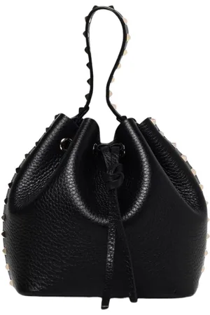 VALENTINO GARAVANI Tassen, Dames, Zwart, ONE Size, Leer, Zwarte Rockstud Mini Bucket Tas