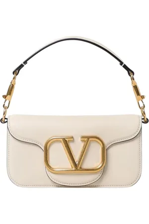 VALENTINO GARAVANI Tassen, Dames, Wit, ONE Size, Leer, Zwarte Romeinse Stud Leren Schoudertas