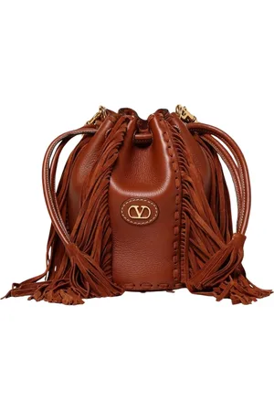 VALENTINO GARAVANI Tassen, Dames, Bruin, ONE Size, Stud Fringe Bucket Bag