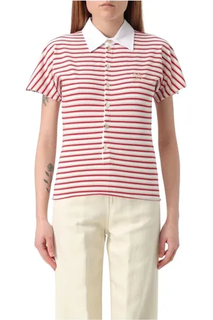 Golden Goose Tops, Dames, , M, Geborduurd Poloshirt Ivoor Vrouw