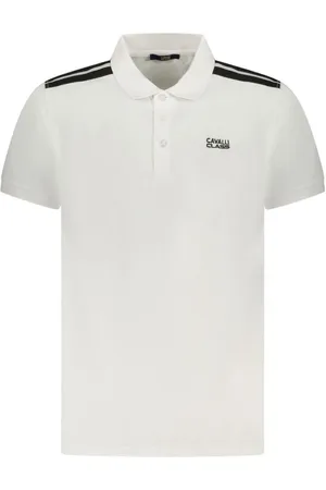 Roberto Cavalli Tops, Heren, Wit, M, Katoen, Witte Katoenen Poloshirt