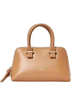Armani Exchange Tassen, Dames, Bruin, ONE Size, Leer, Zwarte leren schoudertas