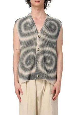 Nanushka Jassen, Heren, Veelkleurig, L, Wol, Geel Room Spiral Gebreid Vest