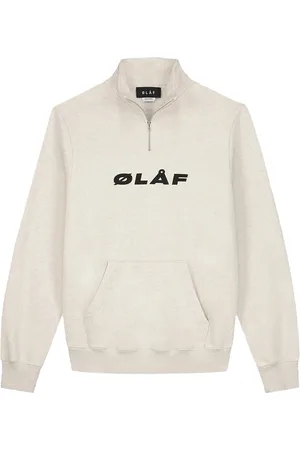 OLAF HUSSEIN Truien, Heren, , XL, Zip Mock Sweater met Cursief Logo