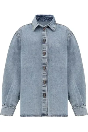 MAGDA BUTRYM Blouses & Shirts, Dames, Blauw, S, Katoen, Vintage Katoenen Denim Flared Hem Shirt