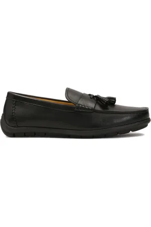 Kazar Schoenen, Heren, Zwart, 43 EU, Leer, Zwarte leren mocassins met klompen