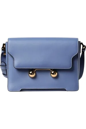 Marni Tassen, Dames, Blauw, ONE Size, Leer, Leren Schoudertas Compacte Elegantie
