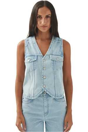 ALOHAS Tops, Dames, Blauw, M, Denim, Manuela Lichtblauw Denim Vest