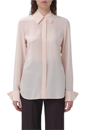 Sportmax Blouses & Shirts, Dames, Roze, L, Blush Kraag Zijden Blouse