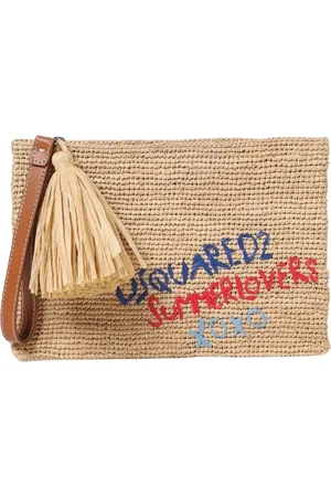 Dsquared2 Tassen, Dames, , ONE Size, Leer, Geborduurde Logo Stro Clutch