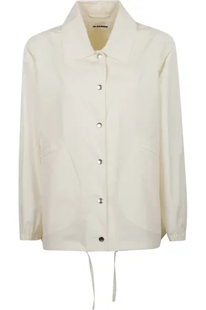 Jil Sander Jassen, Dames, , S, Katoen, Katoenen enkelborst jas met retro logoprint