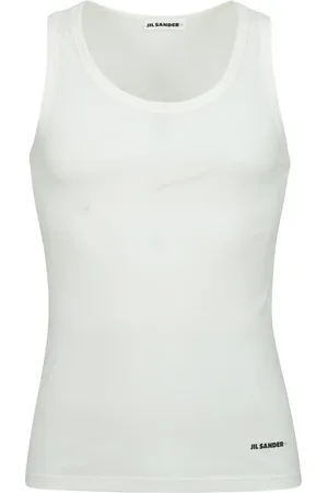 Jil Sander Tops, Dames, Wit, L, Katoen, Witte Tanktop Minimalistische Luxe Stijl