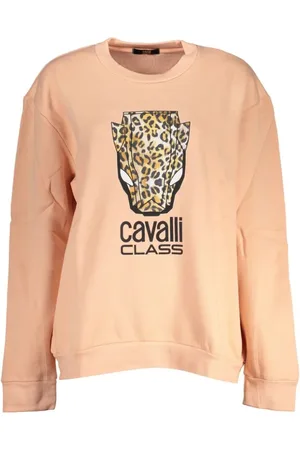 Roberto Cavalli Sweatshirts & Hoodies, Dames, Roze, L, Katoen, Elegant Roze Fleece Trui