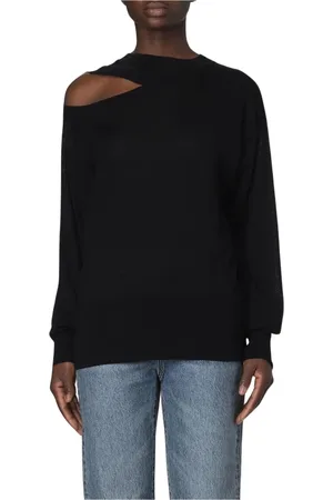 Stella McCartney Truien, Dames, Zwart, L, Wol, Zwarte Cutout Schouder Sweater