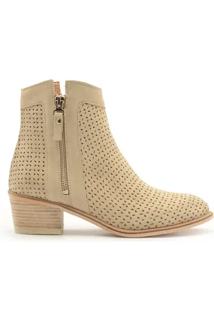Alpe Schoenen, Dames, , 40 EU, Leer, Suède enkellaarzen met geperforeerd leer