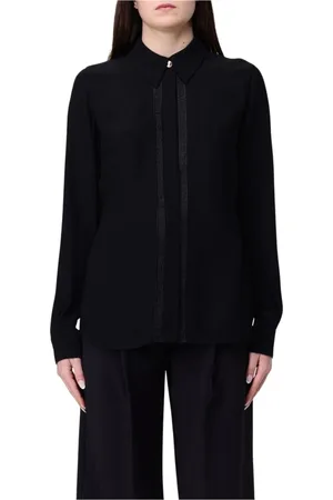 Elisabetta Franchi Blouses & Shirts, Dames, Zwart, S, Ivoor Zijden Blouse Lange Mouw