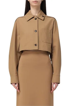 Max Mara Blouses & Shirts, Dames, Bruin, S, Katoen, Bruine Katoenen Vest Jas