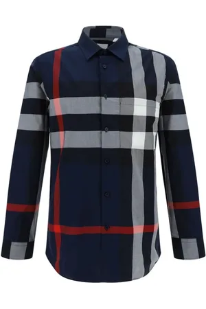 Burberry Overhemden, Heren, Veelkleurig, XL, Katoen, Geruite Katoenen Overhemd met Knoopsluiting