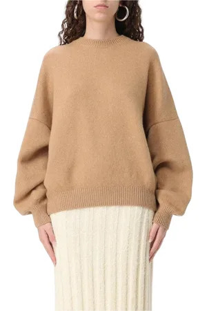 Khaite Truien, Dames, Bruin, S, Luxe Grijze Crew Neck Sweater