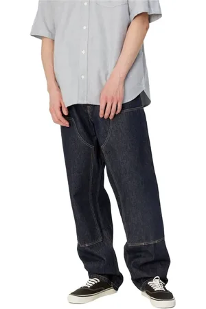 Carhartt Jeans, Heren, Blauw, W33 L30, Katoen, Double Knee Pant Rinsed