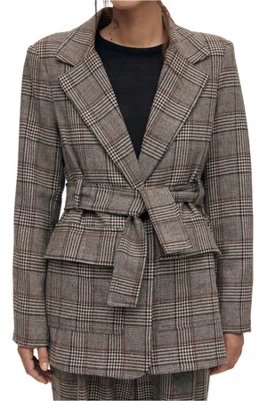 ALOHAS Jassen, Dames, Bruin, XS, Wol, Nagano Checks Bruin Blazer