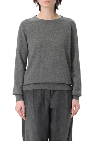 Brunello Cucinelli Truien, Dames, Grijs, L, Luxe Cashmere Pullover Sweater