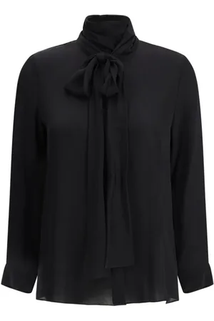 Khaite Blouses & Shirts, Dames, Zwart, L, Zijden overhemd met zelfbindende kraag