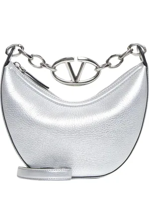 VALENTINO GARAVANI Tassen, Dames, Grijs, ONE Size, Zilveren Accent Mini Schoudertas